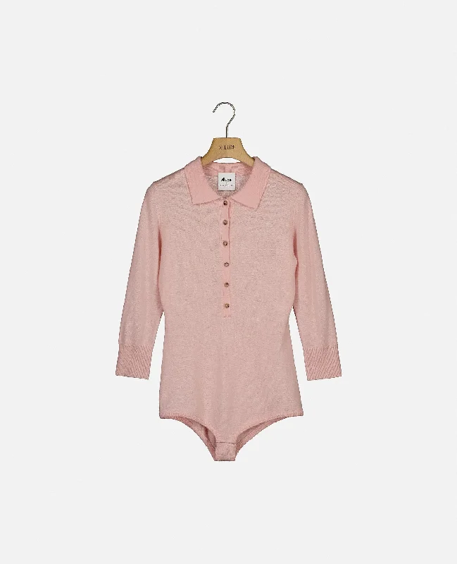 Polo-Body aus Cashmere-Mischung in Rose