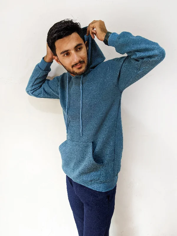 Blue Plain Pullover Hoodie Unisex MM MH07