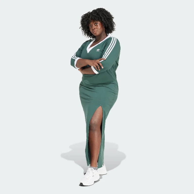 Women's adidas Adicolor Classics 3-Stripes V-Neck Maxi Dress (Plus Size)