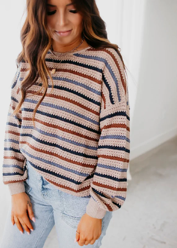 Fia Stripe Crochet Sweater