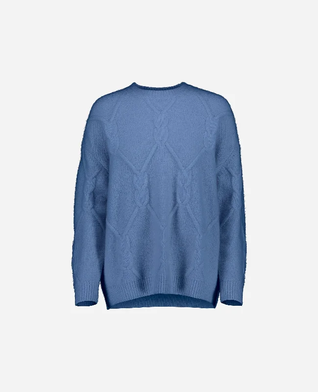 Rundhalsausschnitt Pullover aus Cashmere in Blau