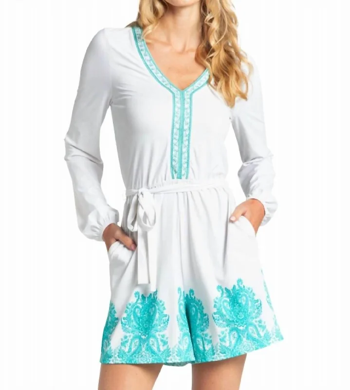 Embroidered Tie Romper In St Pete