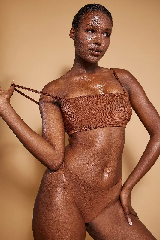 Soft Mesh Bandeau Bra in Chestnut