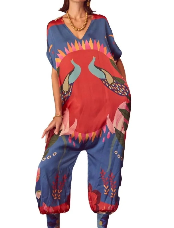 Sera Jumpsuit In Peacock Hamsa