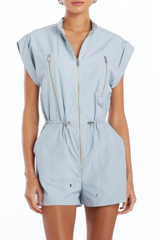 Neville Short Sleeve Romper In Aero