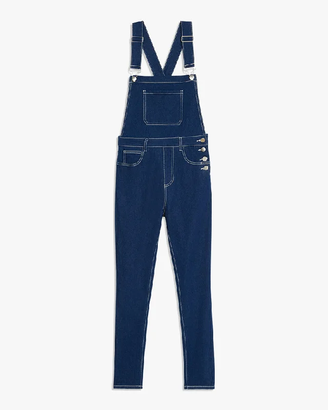 High-Rise Skinny Denim Overalls