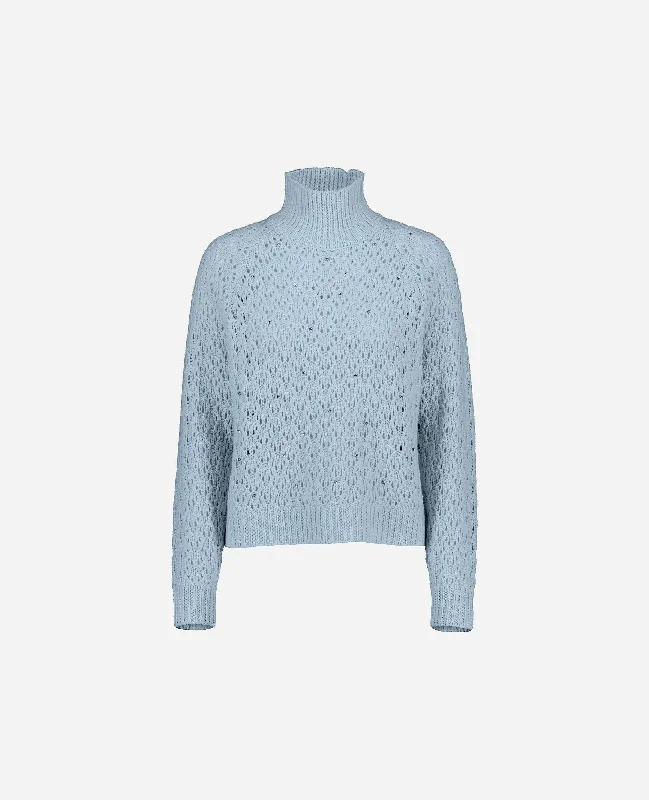 Stehkragen Pullover aus Cashmere-Mischung in Blau