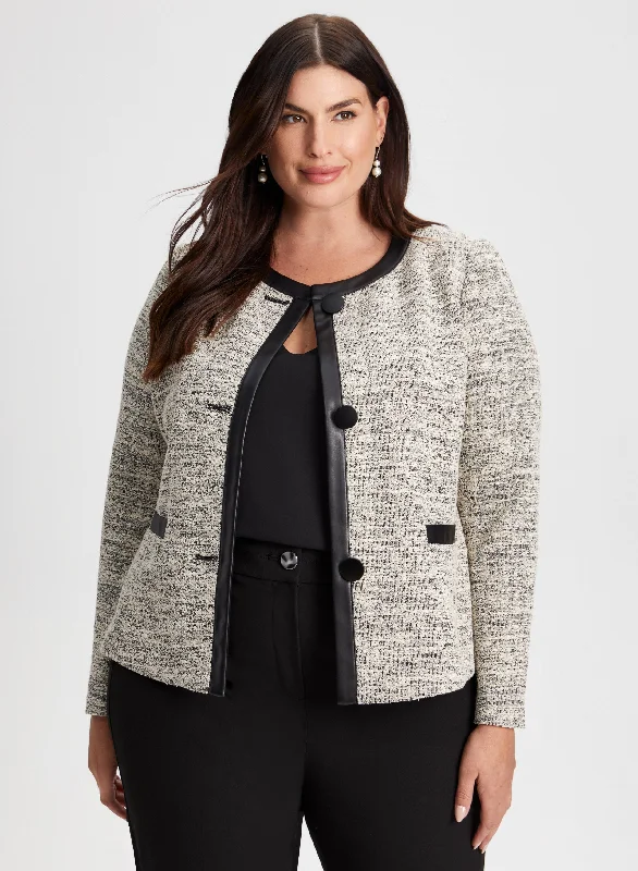 Contrast Trim Bouclé Jacket