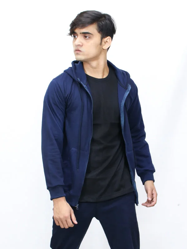 MM Unisex Zipper Hoodie Navy Blue