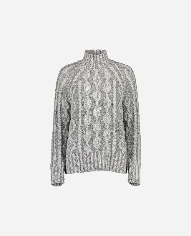 Stehkragen Pullover aus Cashmere-Mischung in Grau