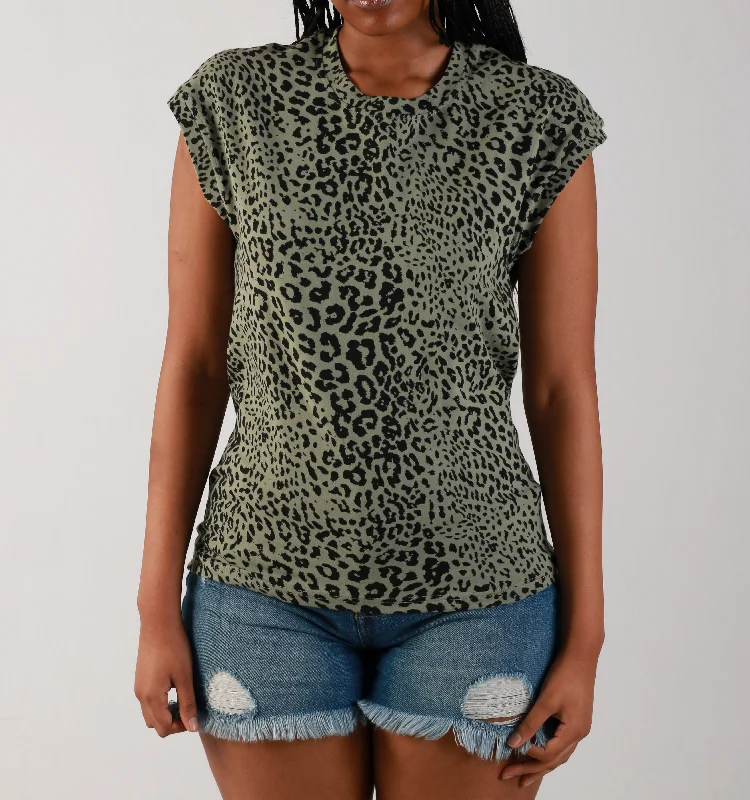 "LEOPARD PRINT" -TEE- SAGE