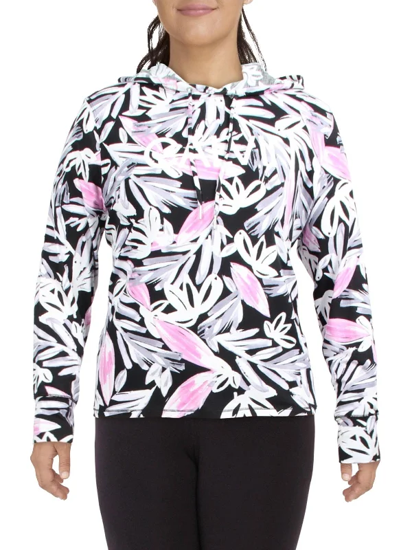 Plus Womens Print Fitness Hoodie