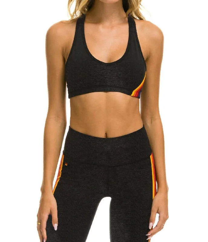 5 Stripe Sports Bra In Charcoal