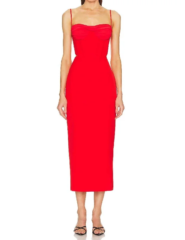 Martini Midi Dress In Fire Red