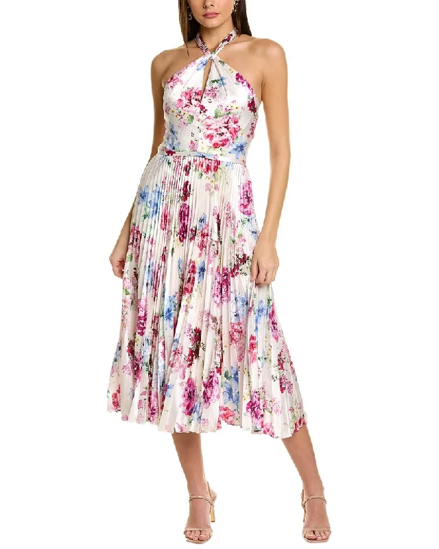 ML Monique Lhuillier Satin Midi Dress