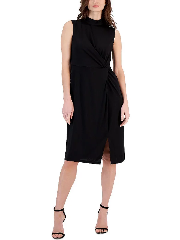 Womens Twist Knee-Length Midi Dress