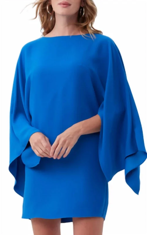 Cape Sleeve Mini Dress In Royal Blue