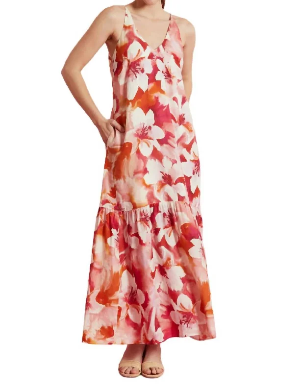 Lexi Linen Maxi Dress In Painterly Floral