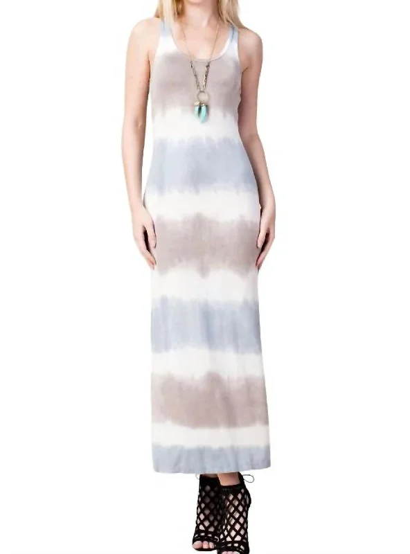 Lottie Tie-Dye Maxi Dress In White Multi