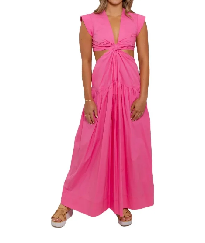 Lucy Cut Out Maxi Dress In Hot Pink