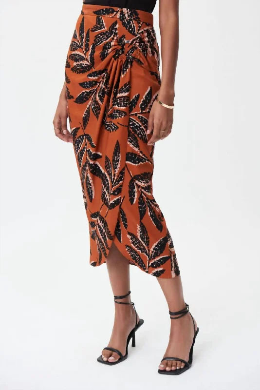 Mid-Length Sarong Skirt In Rust/multi (4035)