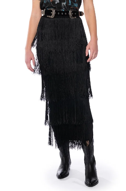 PUT ME FIRST FRINGE MAXI SKIRT