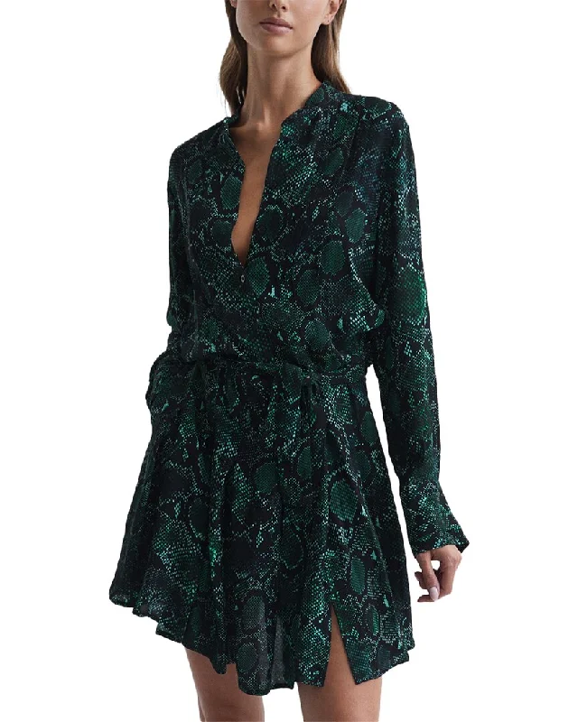 Reiss Scarlett Snake Print Flippy Mini Dress