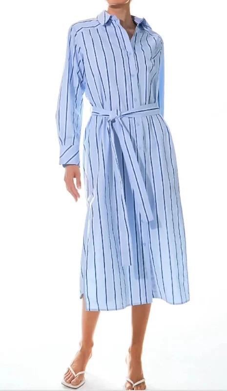 Shirt Dress In Powder Blue Maxi