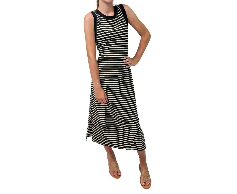 Striped Maxi Dress In Black