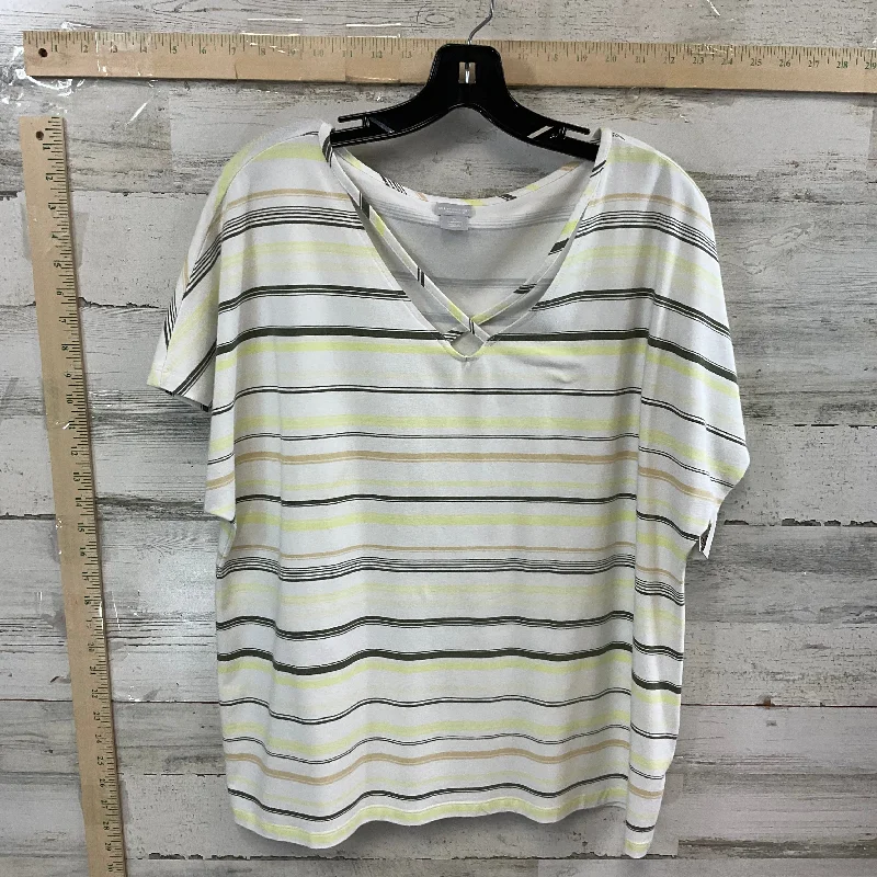 Striped Pattern Top Short Sleeve Chicos, Size Xl