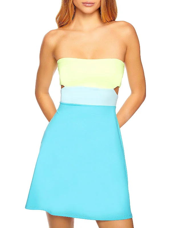 Womens Colorblock Mini Mini Dress