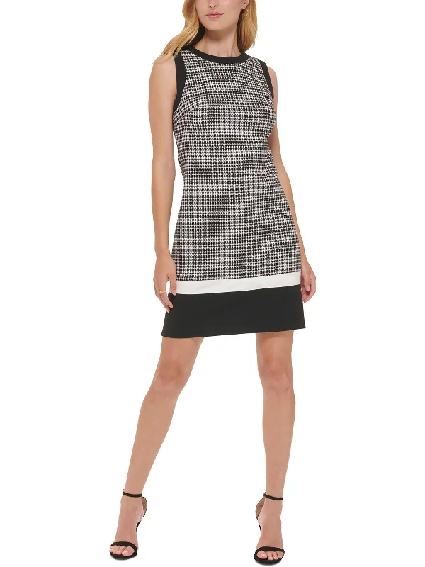 Womens Mini Houndstooth Sheath Dress