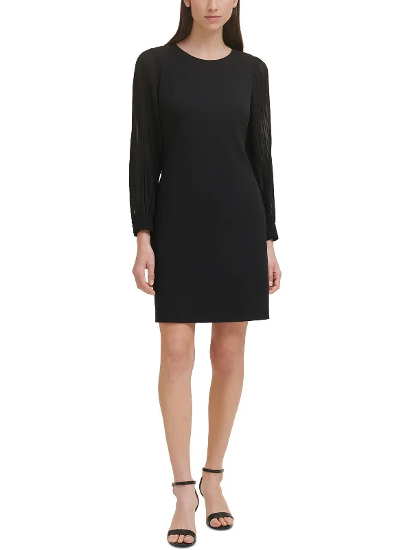 Womens Mini Pleated Sleeve Wear To Work Dress