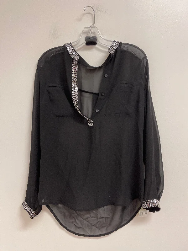 Top Long Sleeve By Ana In Black, Size: M