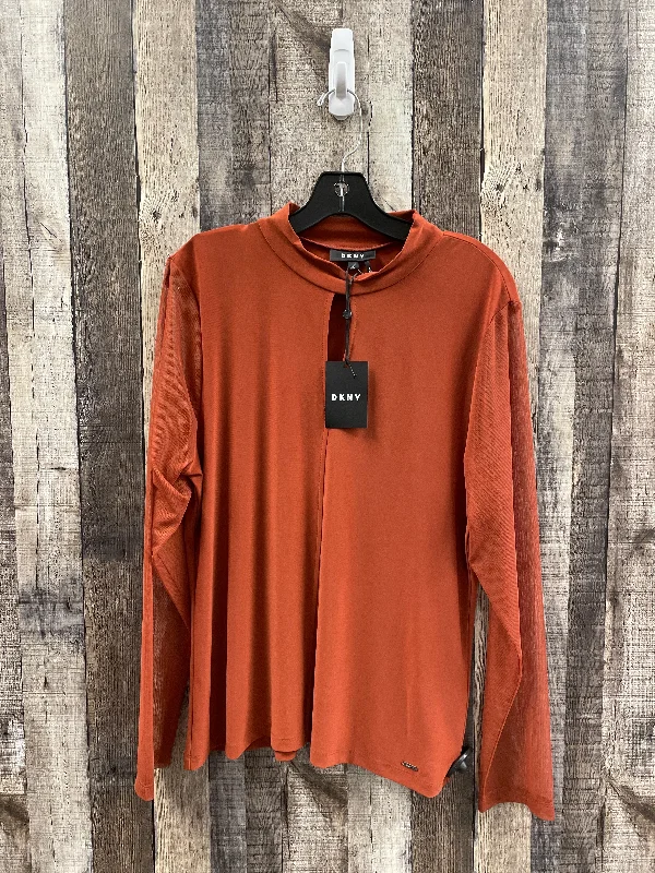 Top Long Sleeve By Dkny In Orange, Size: Xl