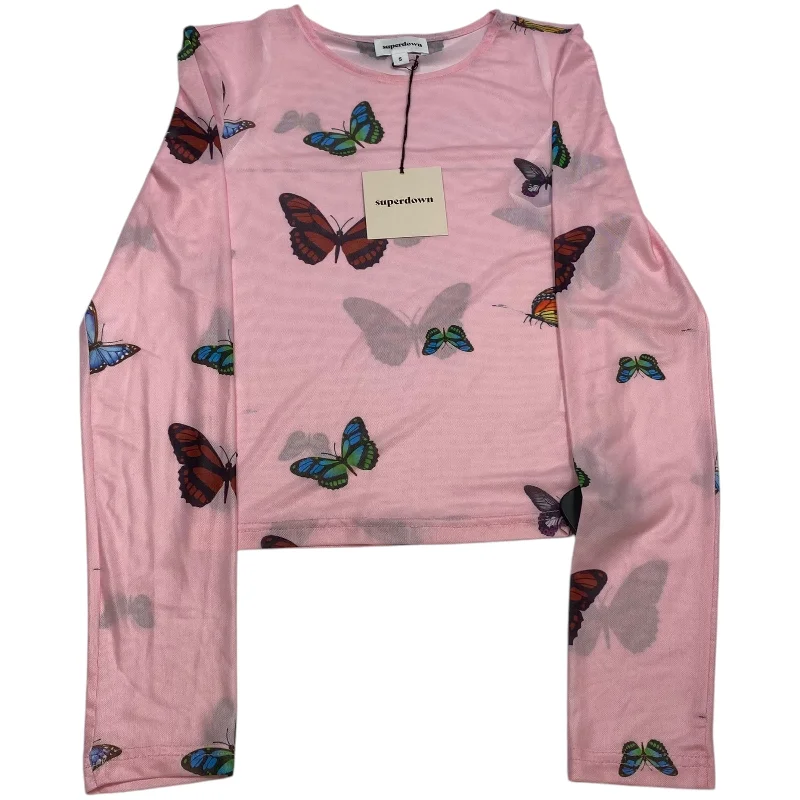 Top Long Sleeve By Superdown In Pink, Size: S