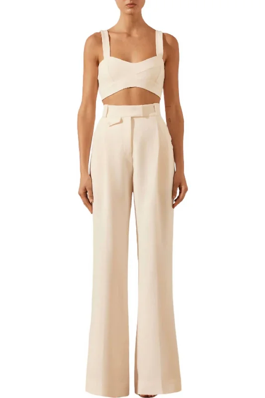 Irena High Waisted Tailored Pants In Ivory