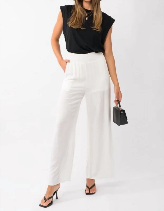 Linen Blend Pants In White