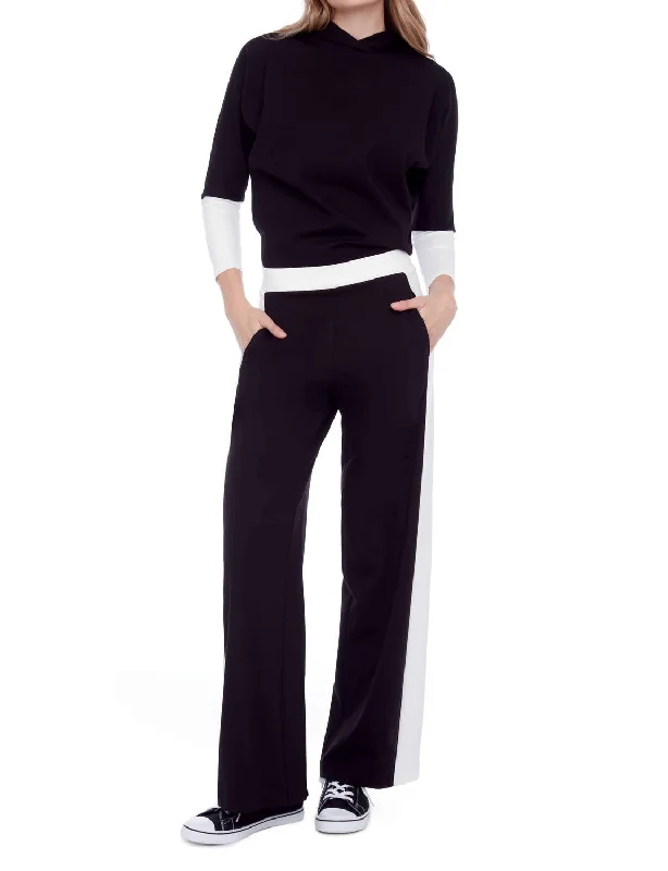 Side Stripe Wide Leg Pant In Black