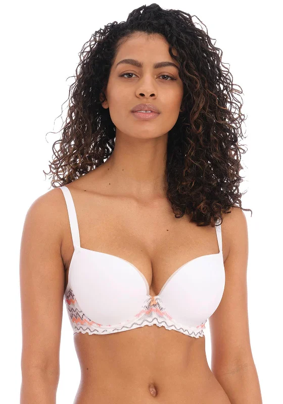 Freya Festival Vibe Moulded Plunge Bra, White Multi