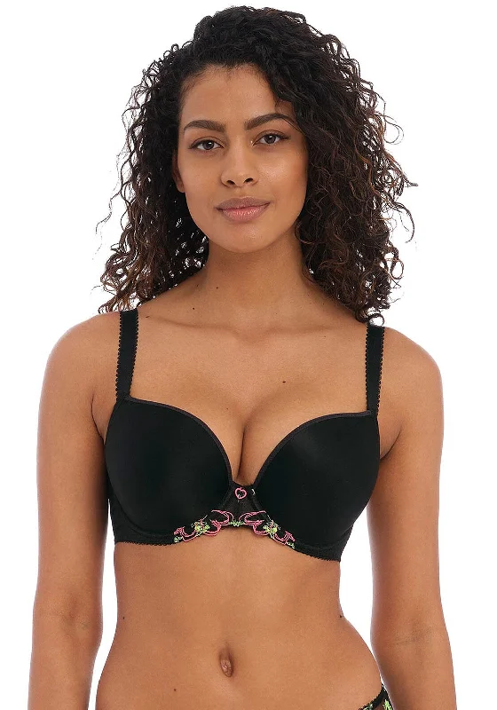 Freya Loveland Moulded Plunge Bra, Black Multi