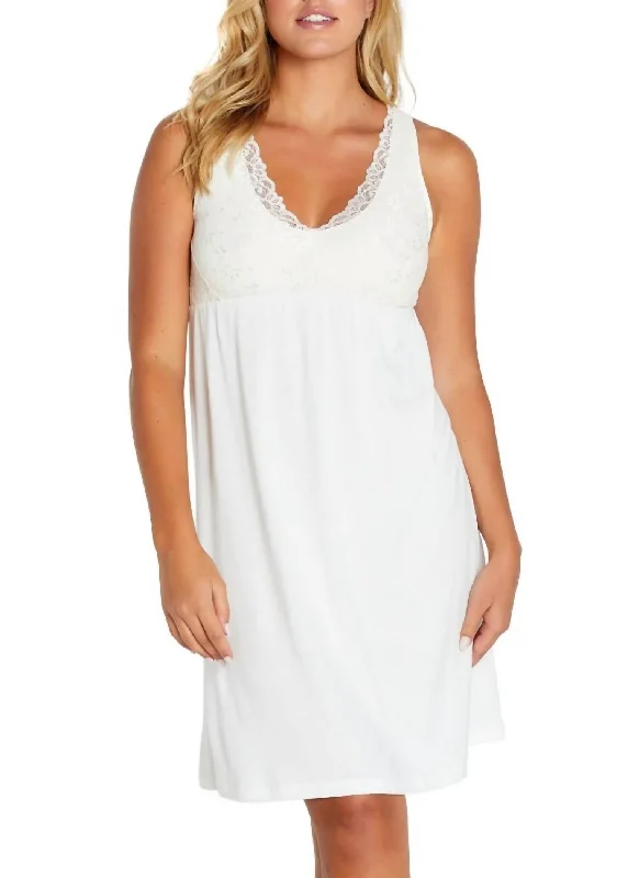 Leslie V Neck Tank Chemise In Ivory