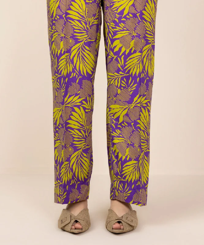 Printed Linen Straight Pants