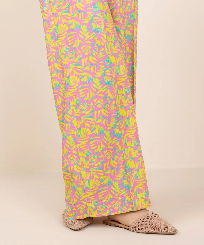 Printed Linen Straight Pants