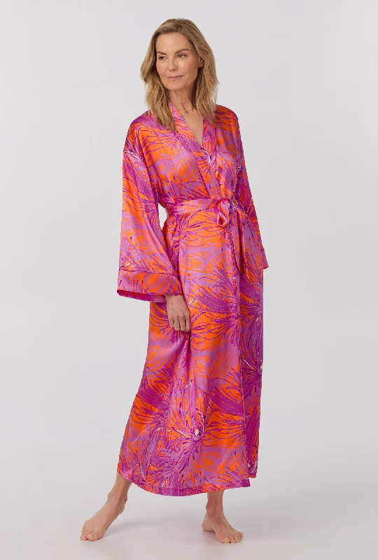 BedHead x Trina Turk Fuji Mums Banded Collar Washable Silk Robe