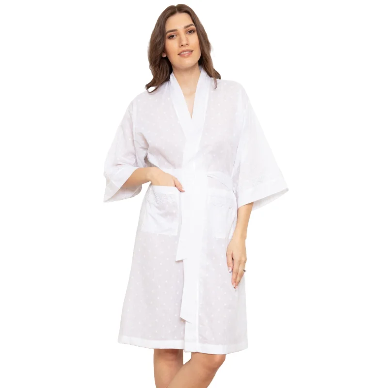 Cottonreal Women's FI Honey White Kimono Wrapover