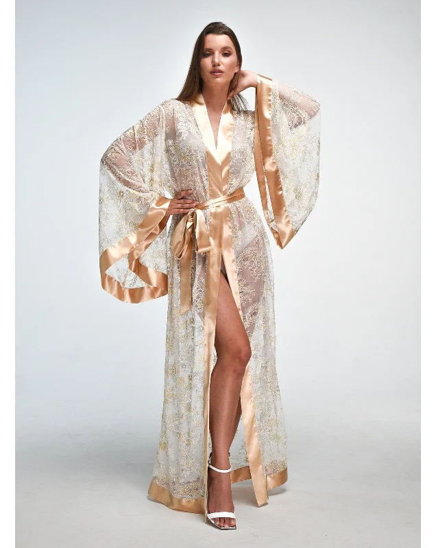 Florence Long Sheer Sexy Lace Robe