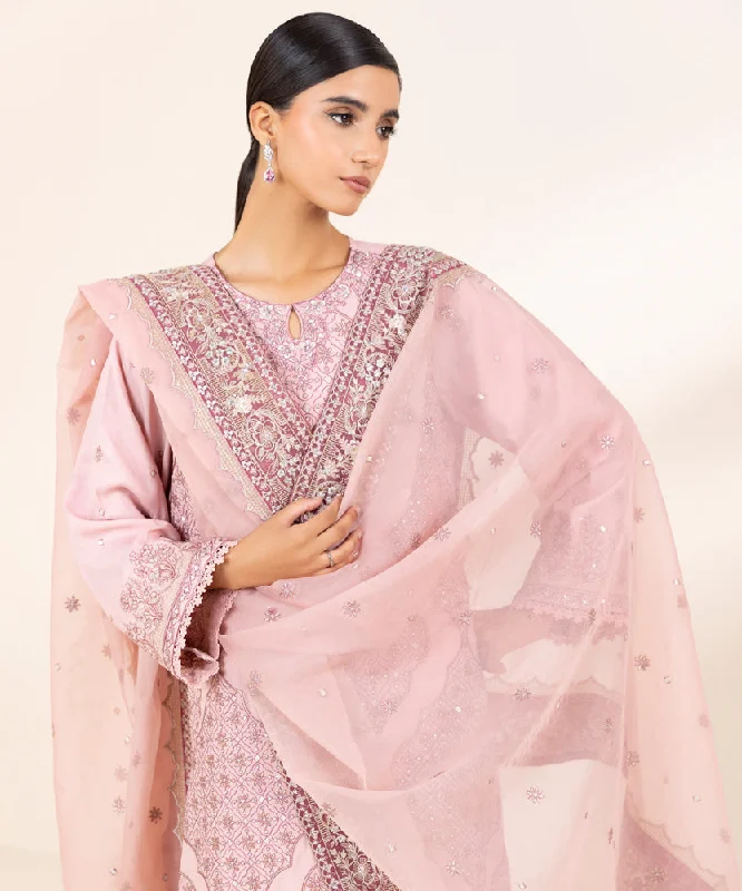 3 Piece - Embroidered Raw Silk Suit