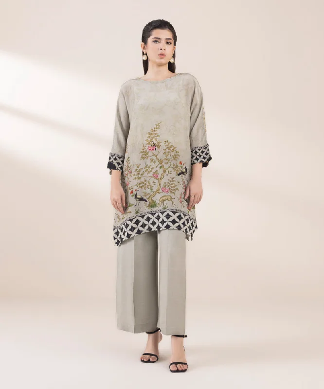 2 Piece - Printed Raw Silk Suit